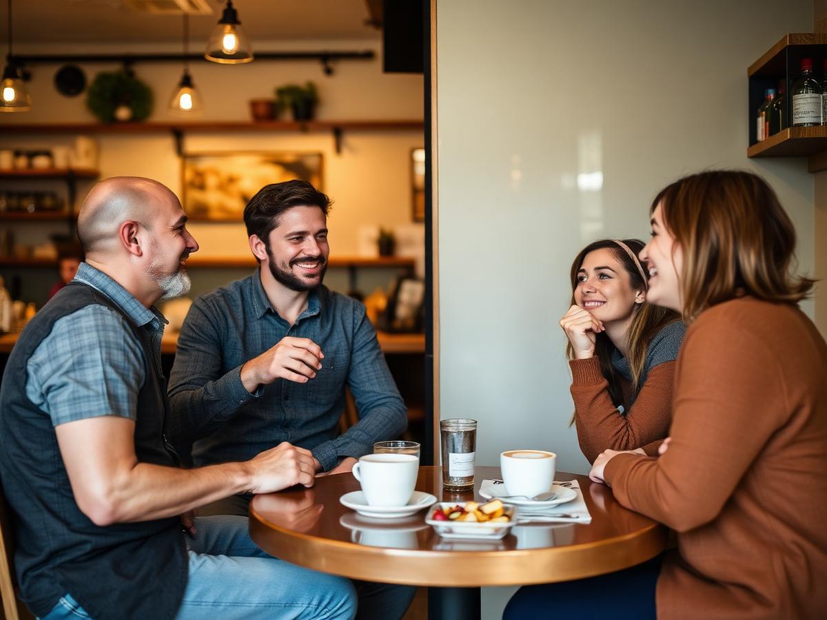 Gäste unterhalten sich bei Kaffee in der Snack Bar