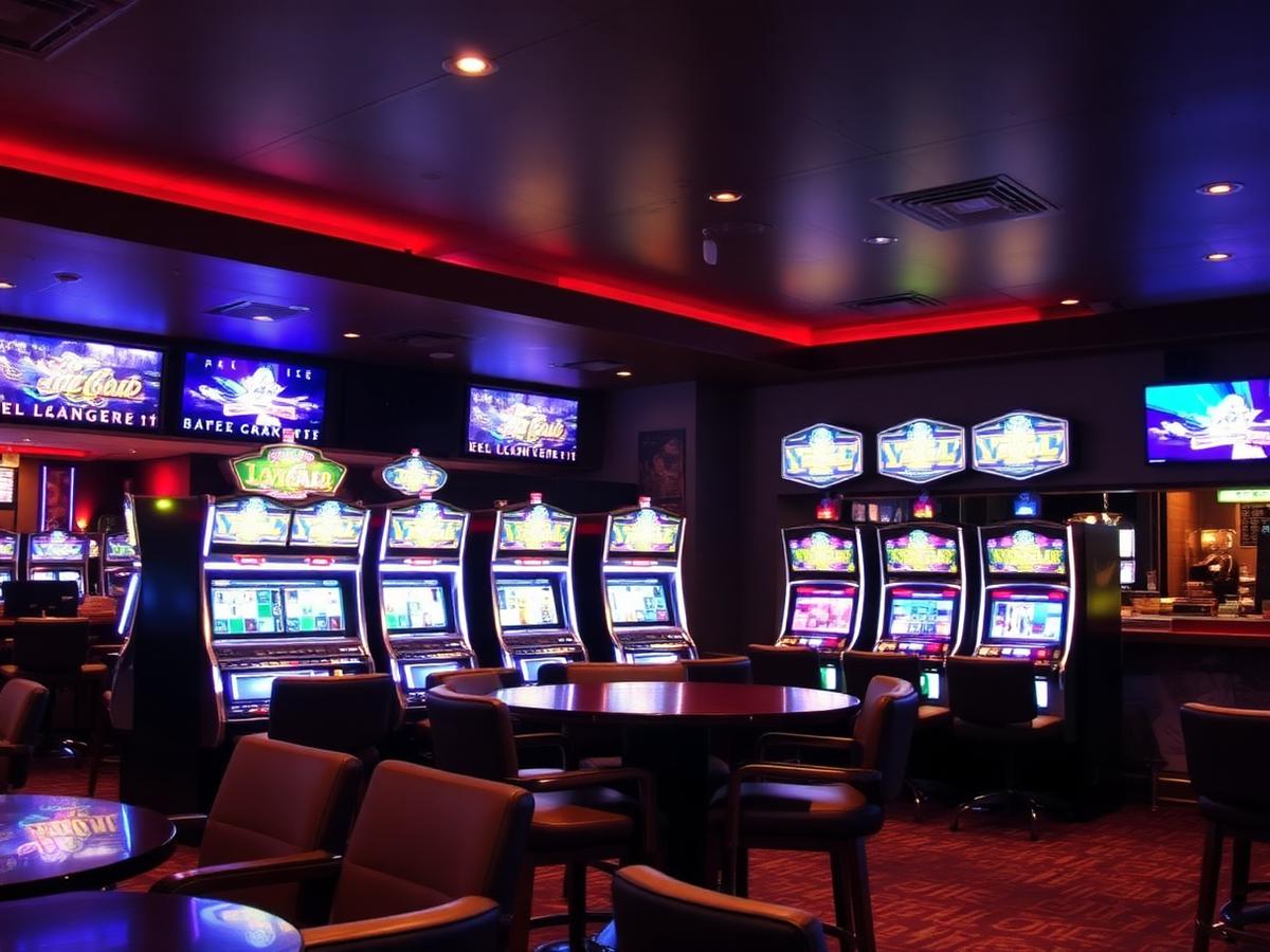 Gemütlicher Spielbereich mit modernen Spielautomaten